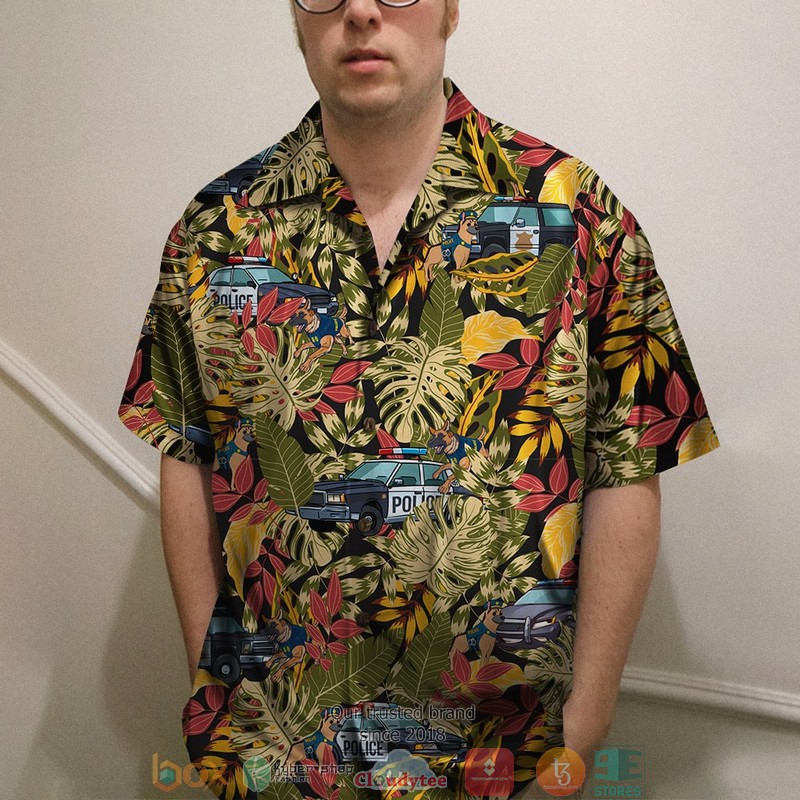 BEST Police with police car and police dog tropical plant Hawaii Shirt 2 BEST Police with police car and police dog tropical plant Hawaii Shirt word1