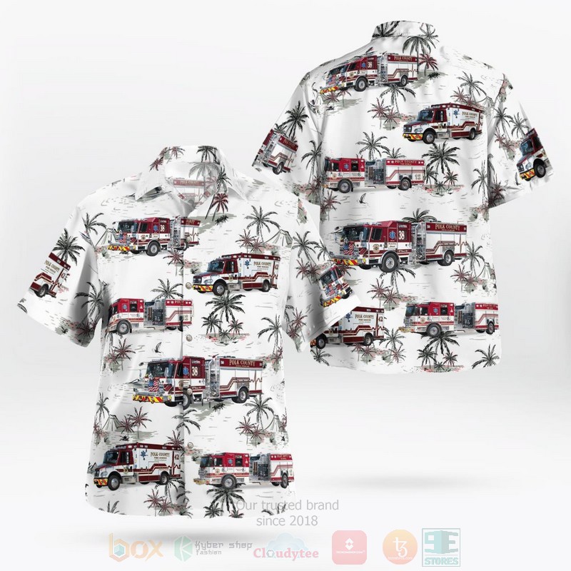 BEST Polk County Fire Rescue, Florida 3D Aloha Shirt word3