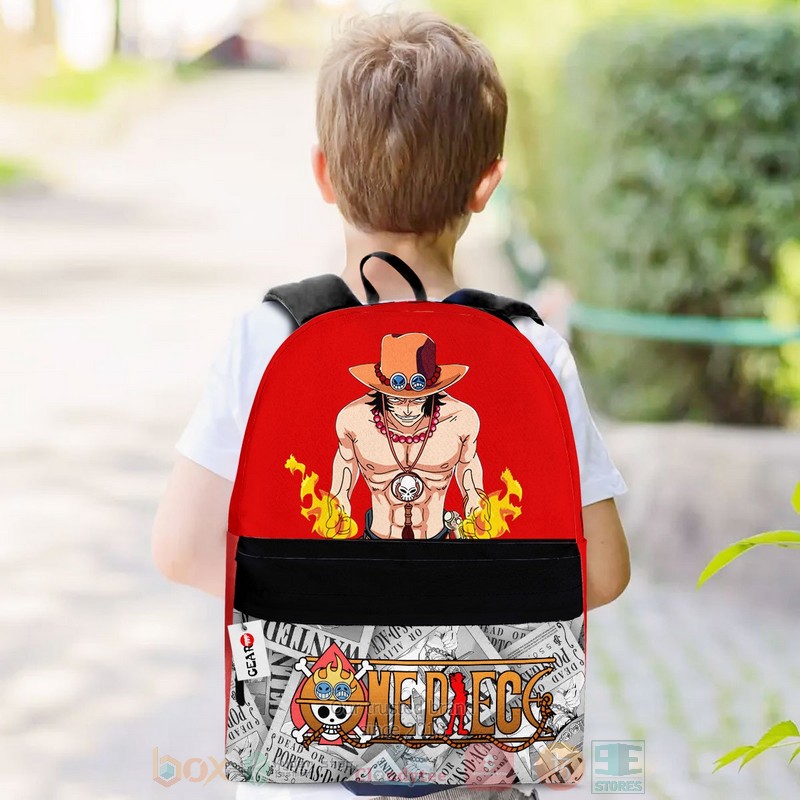 BEST Portgas D. Ace One Piece Anime 3D Print Backpack 3 Portgas D Ace One Piece Anime Backpack 1 2