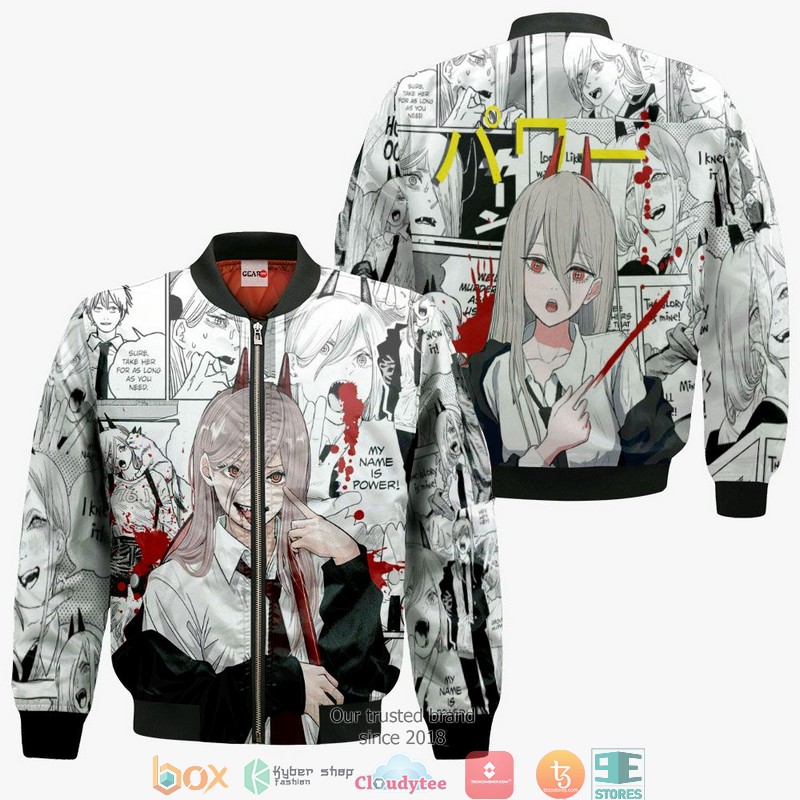 Power Blood Devil Manga Chainsaw Man Anime 3D Shirt, Bomber jacket 4 Power Blood Devil Manga Chainsaw Man Anime 3D Shirt Bomber jacket 1 2 3