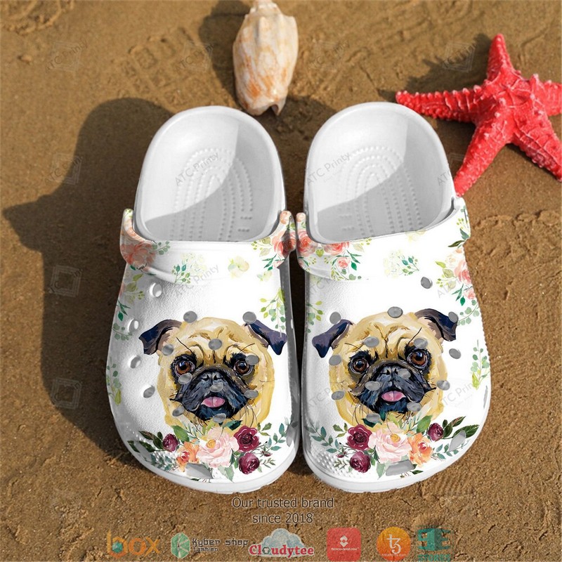 Pug Flowers Crocband Clogs