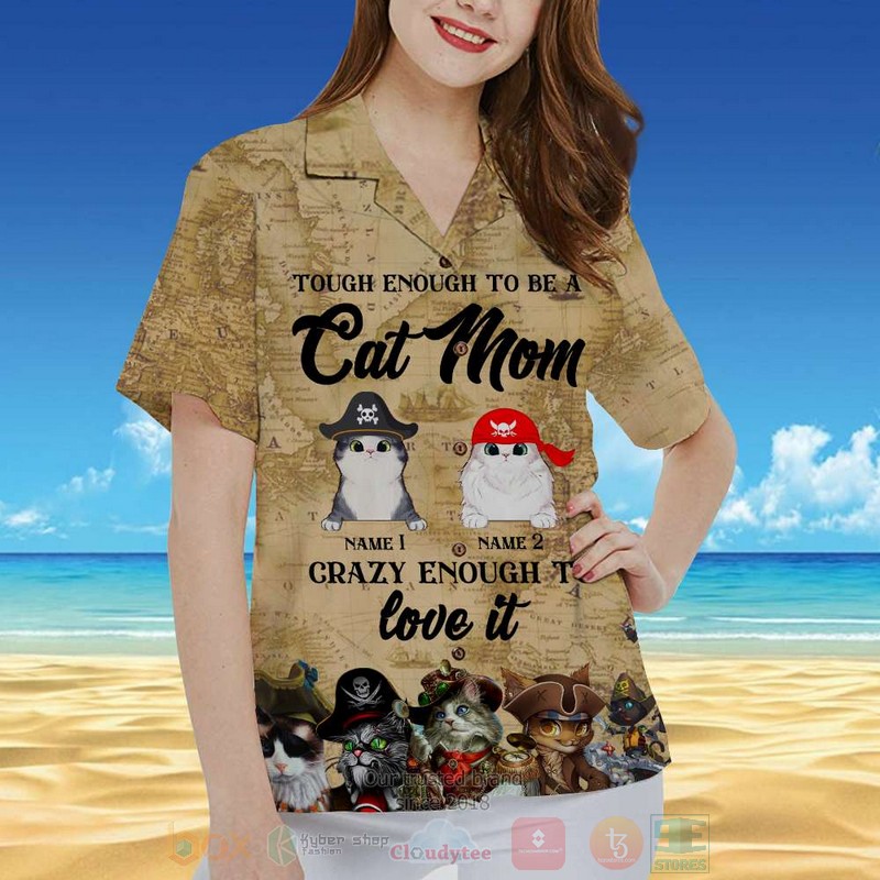 BEST Purrate Tough Enough To Be A Cat Mom Pirrate Day Custom Name 3D Aloha Shirt word3