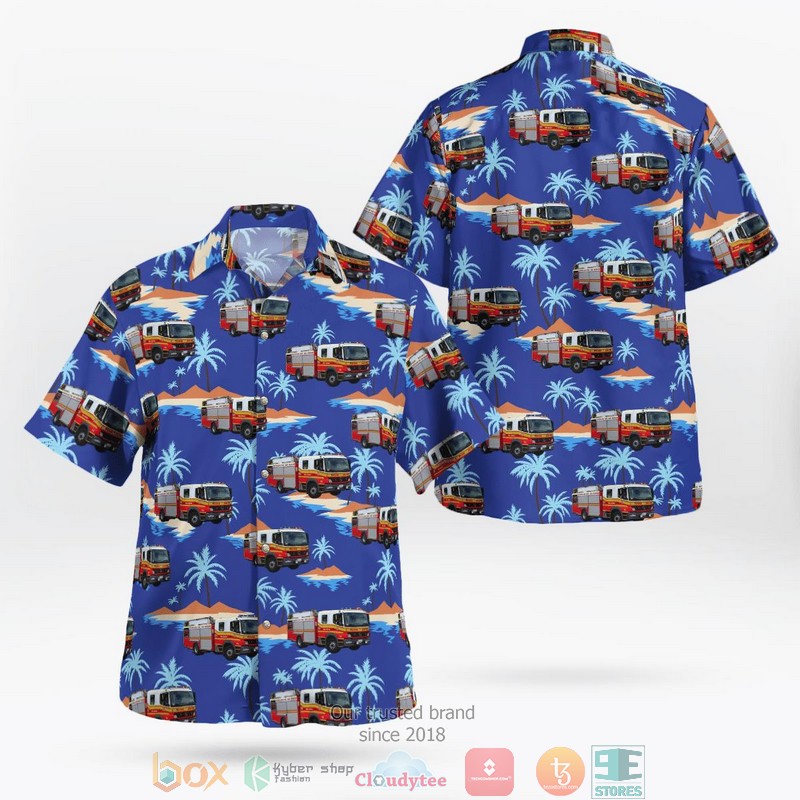 Queensland Fire and Emergency Services QFRS Type 3 Urban Rescue Pumper Hawaiian shirt word2