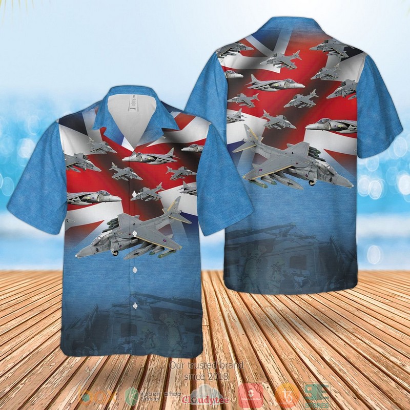 RAF British Aerospace Harrier II-Harrier GR7 Hawaiian Shirt 3 RAF British Aerospace Harrier II Harrier GR7 Hawaiian Shirt
