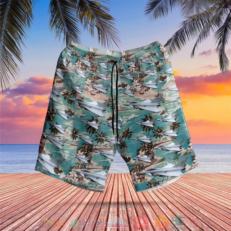 RAF Eurofighter Typhoon FGR4 Blue Hawaiian Shirt, Short 2 RAF Eurofighter Typhoon FGR4 Blue Hawaiian Shirt Short 1