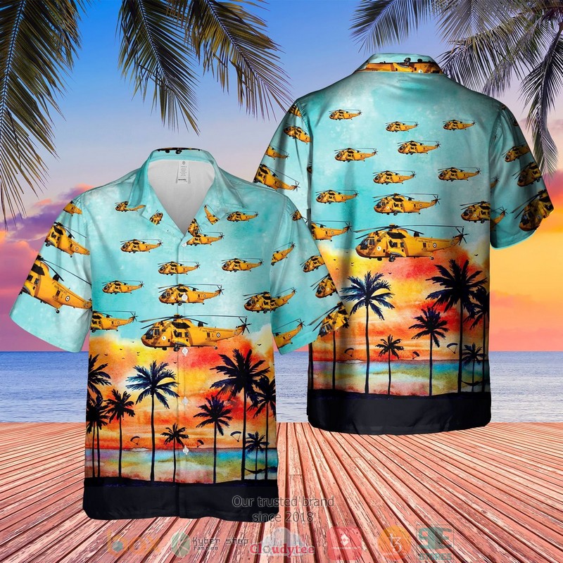 RAF Westland Sea King HAR3 Orange Blue Hawaiian Shirt