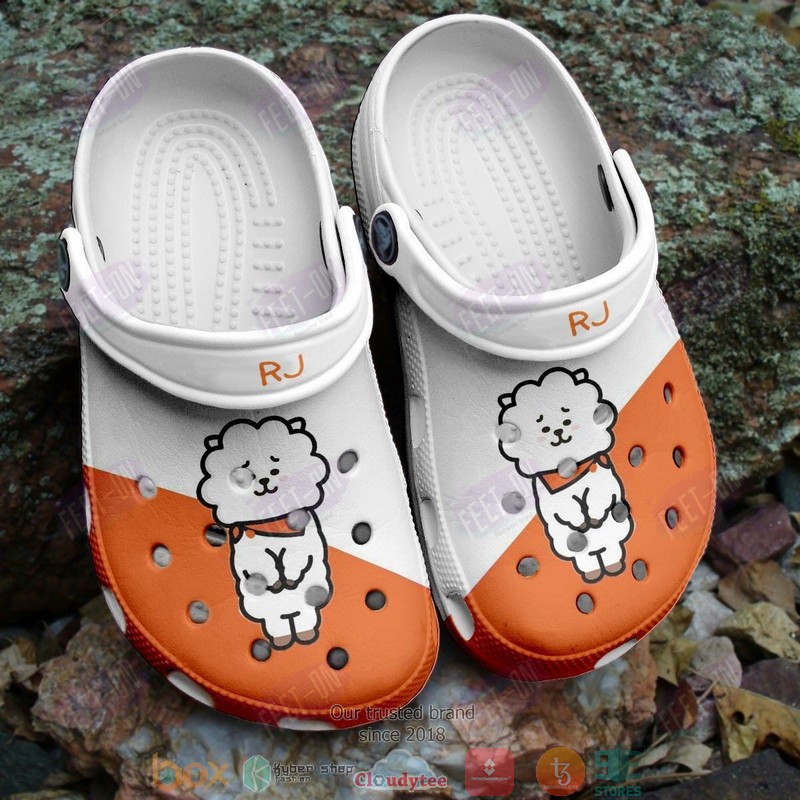 RJ BT21 BTS white orange crocband clog