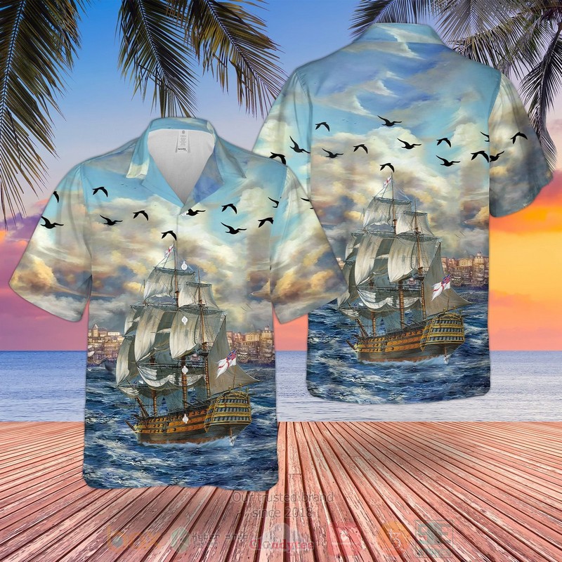 BEST RN HMS Victory 3D Aloha Shirt 2 RN HMS Victory Hawaiian Shirt