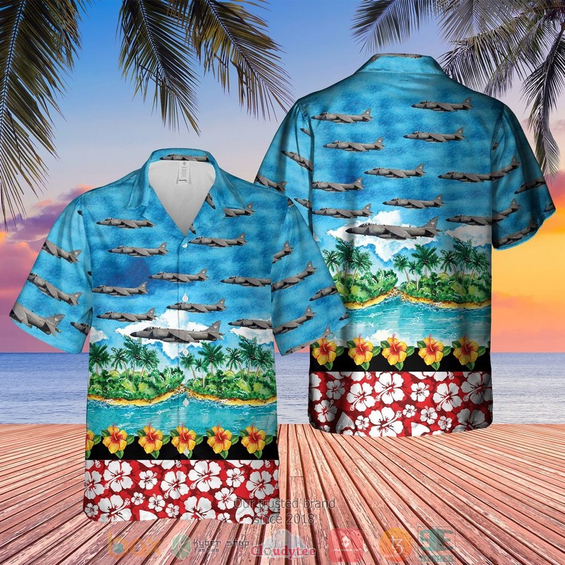 RN Sea Harrier FRS.1-FA 2 Combat Aircraft Hawaiian Shirt 3 RN Sea Harrier FRS 1 FA 2 Combat Aircraft Hawaiian Shirt