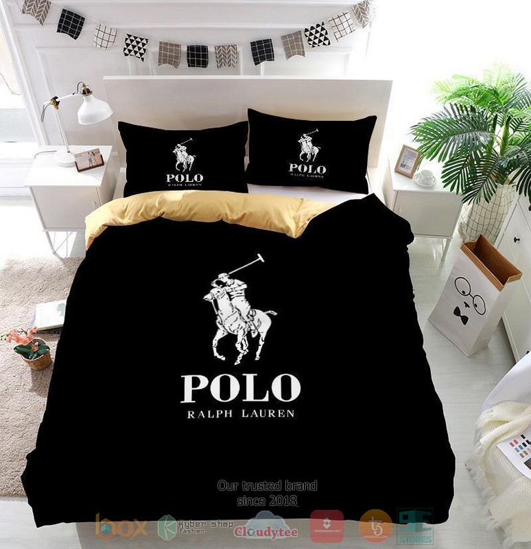 Ralph Lauren Polo Logo Black Bedding Set