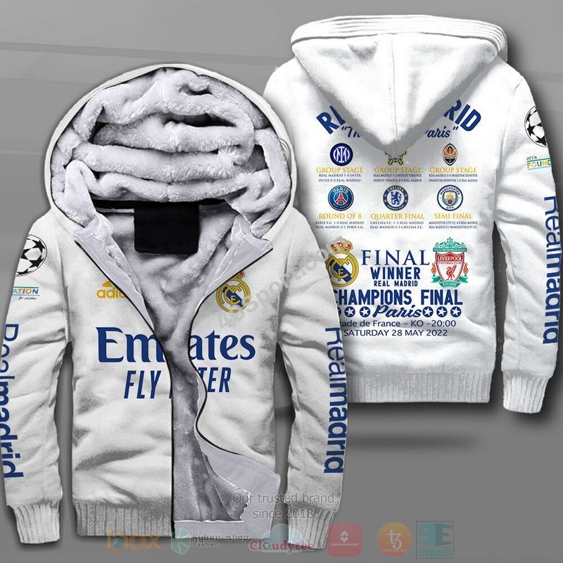 BEST FC Real Madrid The Road To Paris Champions 3D Fleece Hoodie