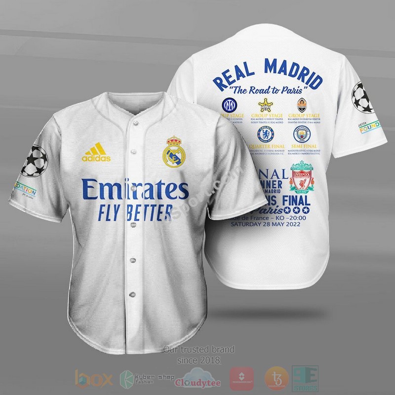 BEST FC Real Madrid The Road To Paris Champions Baseball Jersey word2