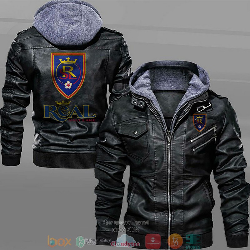 Real Salt Lake Black Brown Leather Jacket