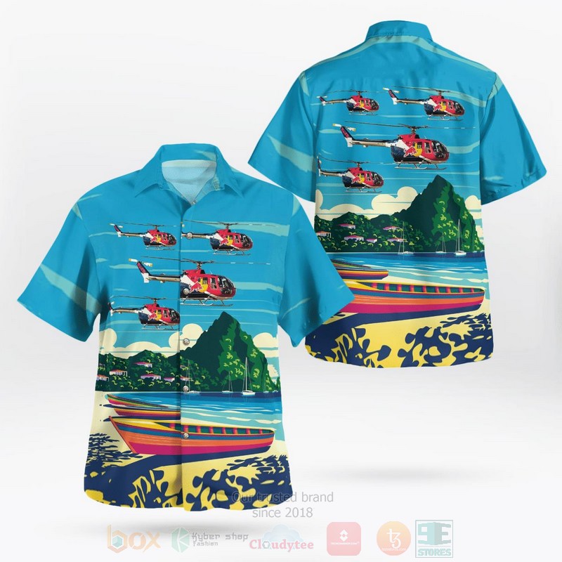 Red Bull Air Force Helicopter Blue Hawaiian Shirt