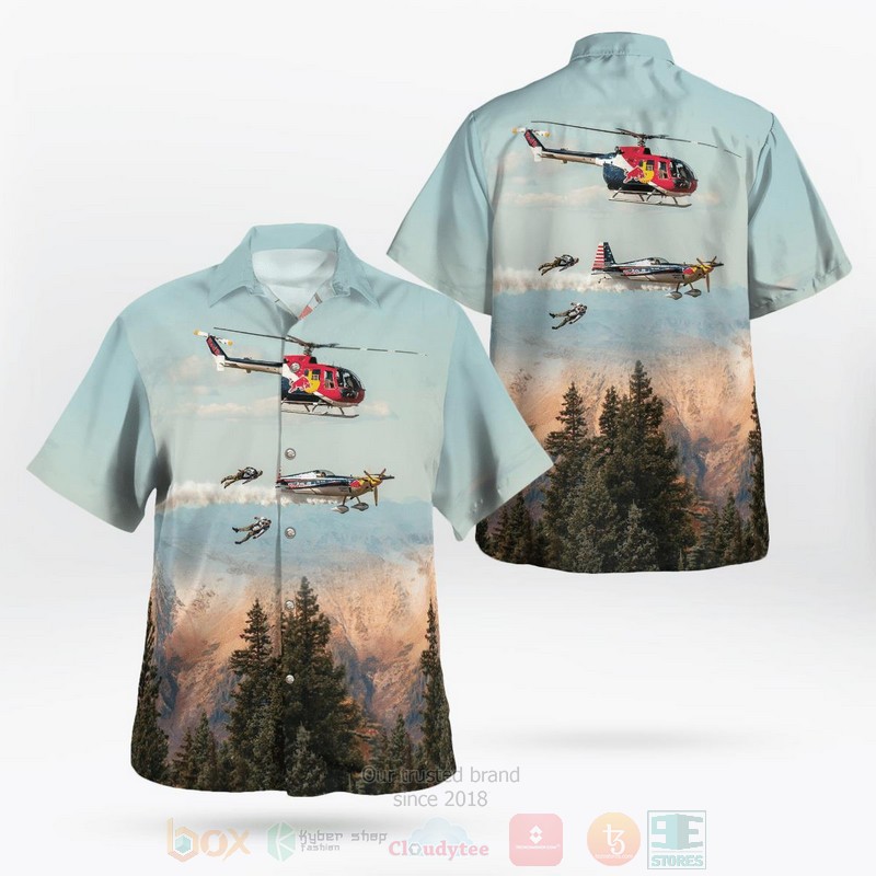 BEST Red Bull Air Force Helicopter Blues 3D Aloha Shirt 3 Red Bull Air Force Helicopter Blues Hawaiian Shirt