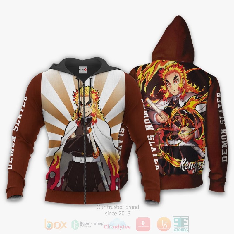 Rengoku Custom Kimetsu Anime 3D Hoodie Bomber Jacket