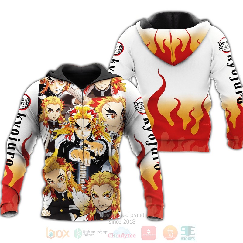 Rengoku Zip Kimetsus Anime 3D Zip Hoodie