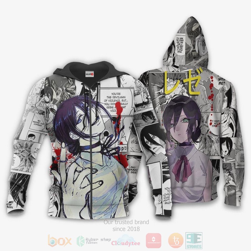 BEST Anime Reze Manga Chainsaw Man All Over Print Hoodie-Bomber Jacket 12 Reze Custom Manga Chainsaw Man Anime 3D Hoodie Bomber Jacket