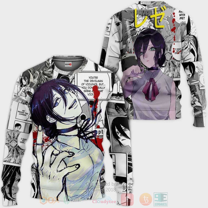BEST Anime Reze Manga Chainsaw Man All Over Print Hoodie-Bomber Jacket 2 Reze Custom Manga Chainsaw Man Anime 3D Hoodie Bomber Jacket 1