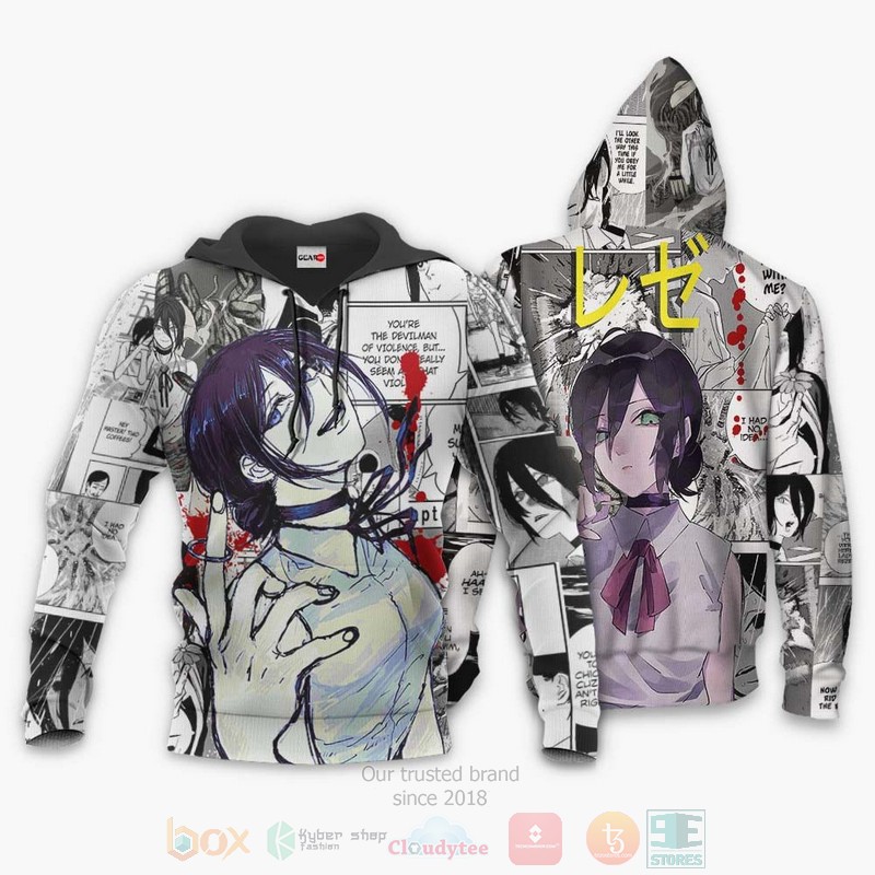 BEST Anime Reze Manga Chainsaw Man All Over Print Hoodie-Bomber Jacket 3 Reze Custom Manga Chainsaw Man Anime 3D Hoodie Bomber Jacket 1 2