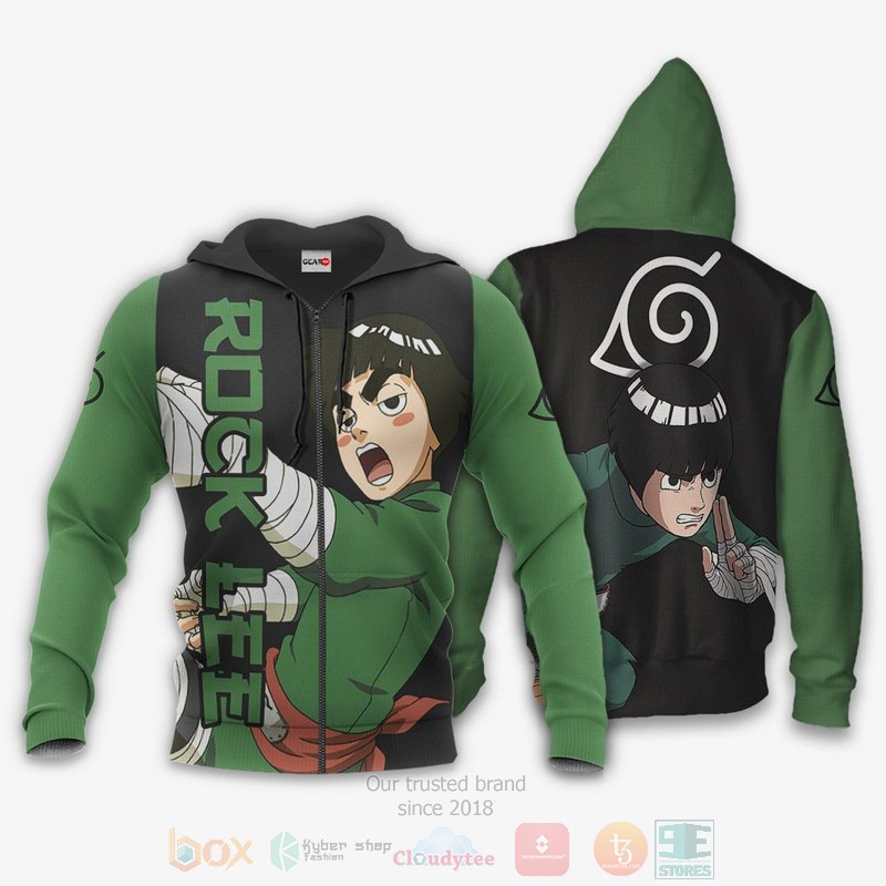 BEST Anime Rock Lee Naruto All Over Print Hoodie-Bomber Jacket 1 Rock Lee Custom Anime Naruto 3D Hoodie Bomber Jacket