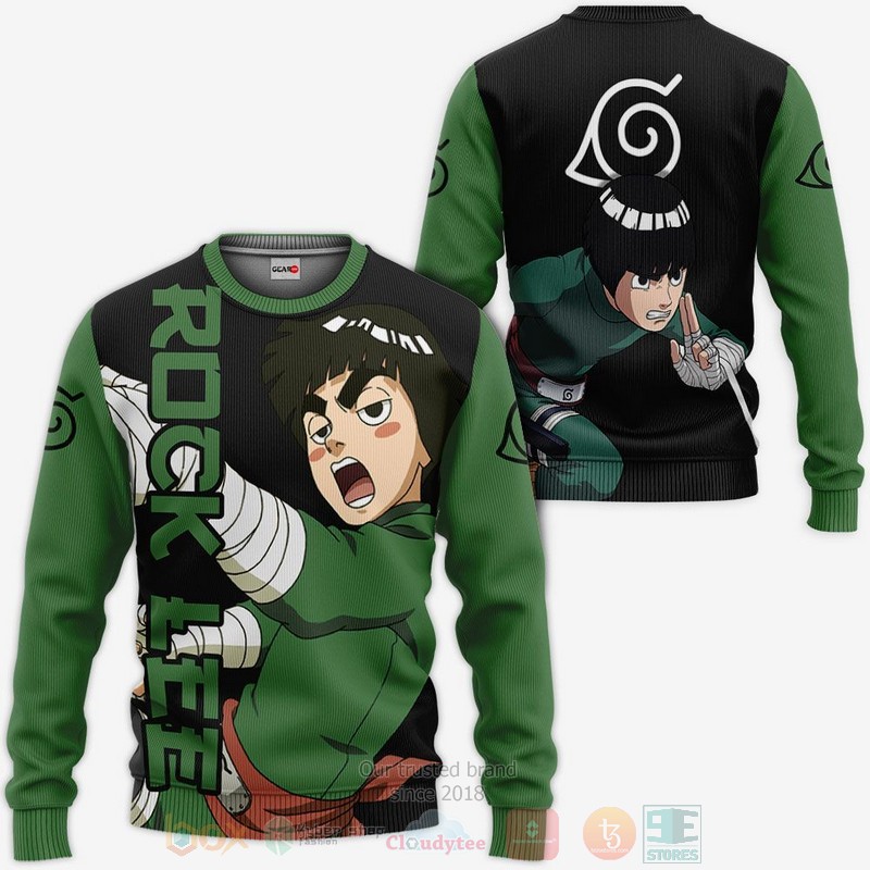 BEST Anime Rock Lee Naruto All Over Print Hoodie-Bomber Jacket 2 Rock Lee Custom Anime Naruto 3D Hoodie Bomber Jacket 1