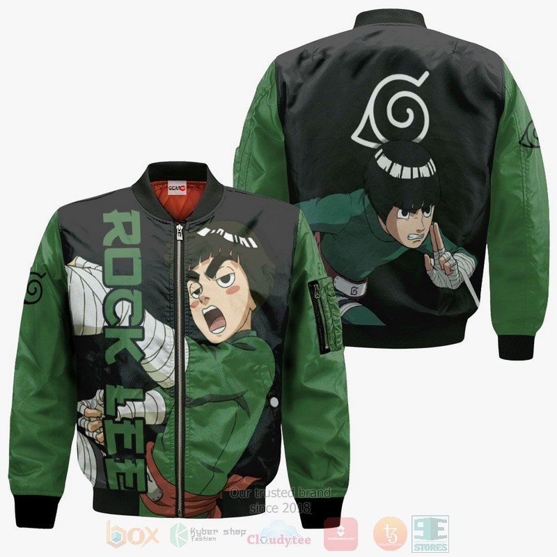 BEST Anime Rock Lee Naruto All Over Print Hoodie-Bomber Jacket 4 Rock Lee Custom Anime Naruto 3D Hoodie Bomber Jacket 1 2 3