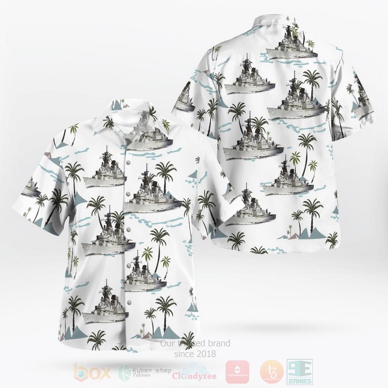NEW Royal Australian Navy HMAS Brisbane D 41 white Hawaii Shirt word2
