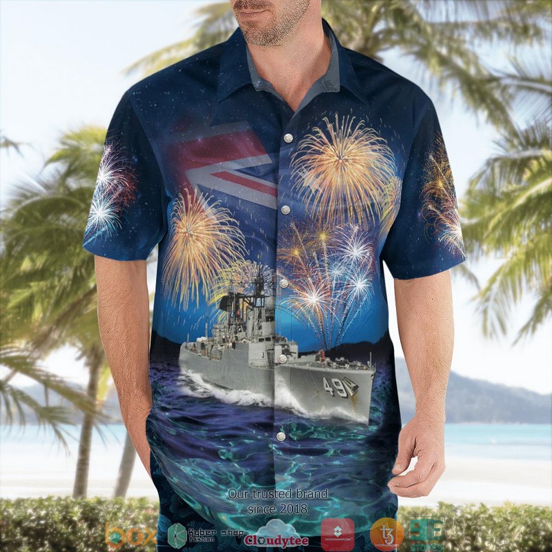 Royal Australian Navy HMAS Derwent DE 49 Australia Day Hawaiian Shirt word1
