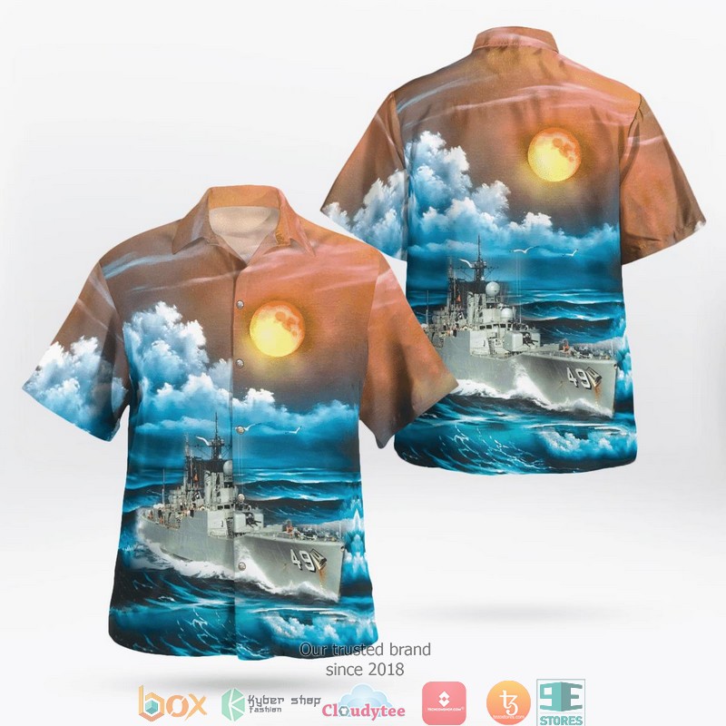 Royal Australian Navy HMAS Derwent DE 49 Hawaiian Shirt word2