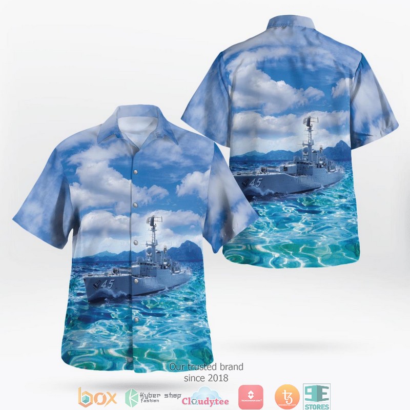 Royal Australian Navy HMAS Yarra Hawaiian Shirt word3