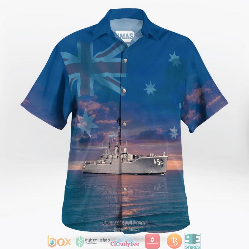 Royal Australian Navy RAN HMAS Yarra DE 45 River-class Destroyer Escort Hawaiian Shirt word1
