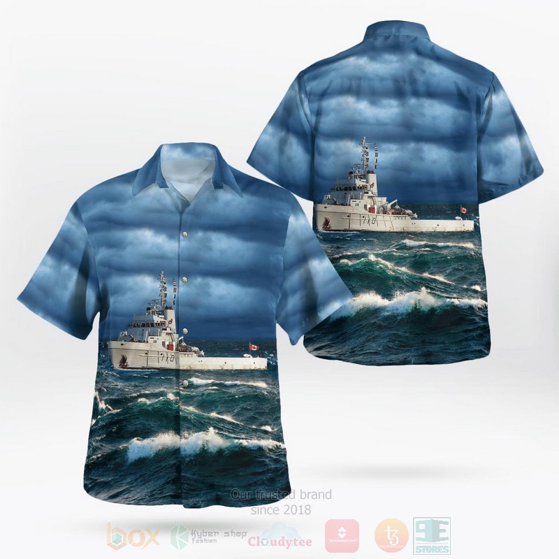 BEST Royal Canadian Navy HMCS Anticosti MSA 110 Anticosti-class Minesweeper 3D Aloha Shirt word3