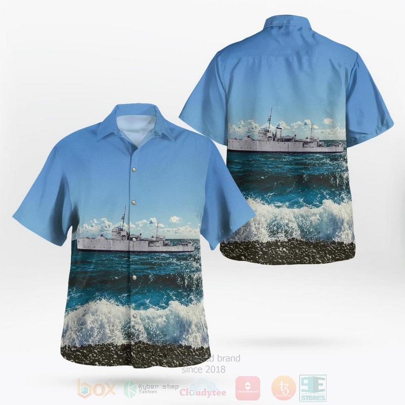 BEST Royal Canadian Navy HMCS Chignecto J160 Bangor-class Minesweeper 3D Aloha Shirt word1