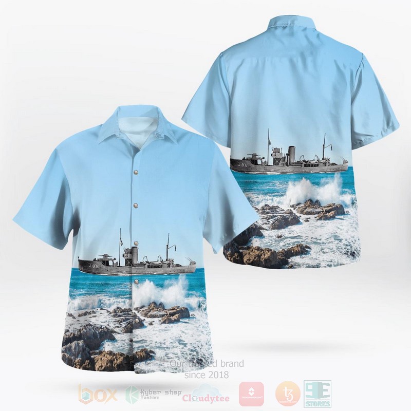 BEST Royal Canadian Navy HMCS Fundy J88 Fundy-class Minesweeper 3D Aloha Shirt word2