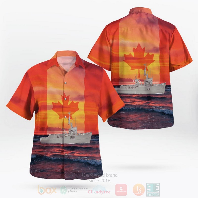 BEST Royal Canadian Navy RCN HMCS Fundy MCB 159 Bay-class minesweeper 3D Aloha Shirt word3
