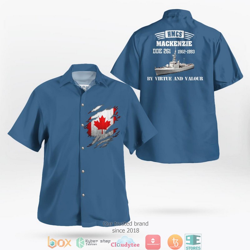Royal Canadian Navy RCN HMCS Mackenzie DDE 261 Mackenzie-class Destroyer Hawaiian Shirt word1