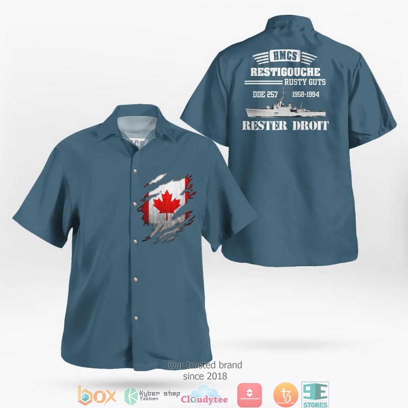 Royal Canadian Navy RCN HMCS Restigouche DDE 257 Restigouche-class destroyer Hawaiian Shirt 1 Royal Canadian Navy RCN HMCS Restigouche DDE 257 Restigouche-class destroyer Hawaiian Shirt word1