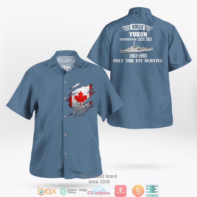 Royal Canadian Navy RCN HMCS Yukon DDE 263 Mackenzie-class destroyer Hawaiian Shirt word1
