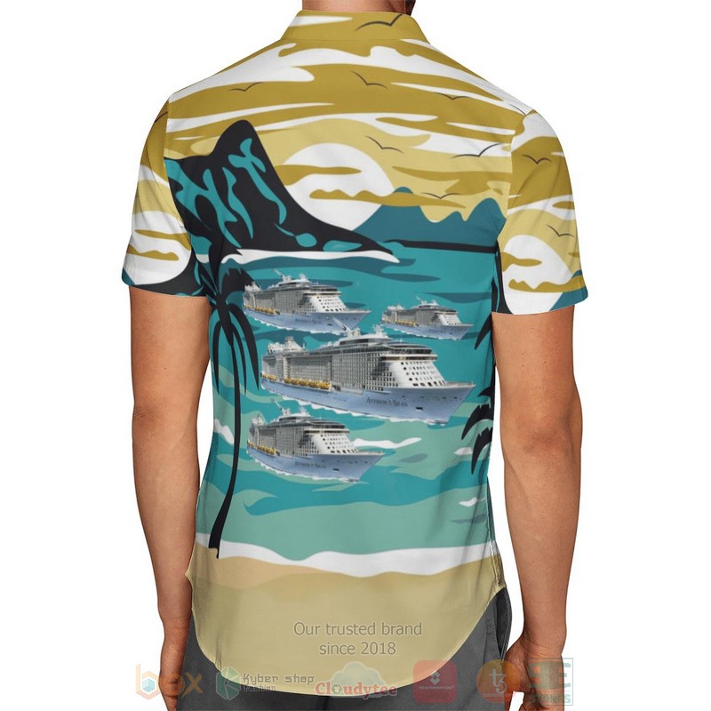 BEST Royal Caribbean Cruises Quantum class Blue-Yellow 3D Aloha Shirt 3 Royal Caribbean Cruises Quantum class Blue Yellow Hawaiian Shirt 1 2