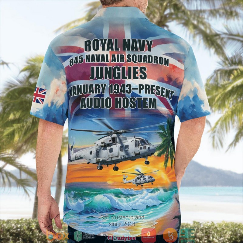 BEST Royal Navy 845 Naval Air Squadron AgustaWestland Commando Merlin HC4 Hawaii Shirt word1