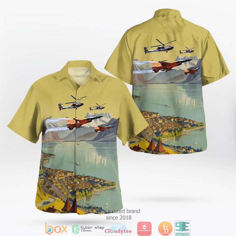 Royal Netherlands Air Force F 16 And AH 64 Of The Solo Display Team 3D Hawaii Shirt