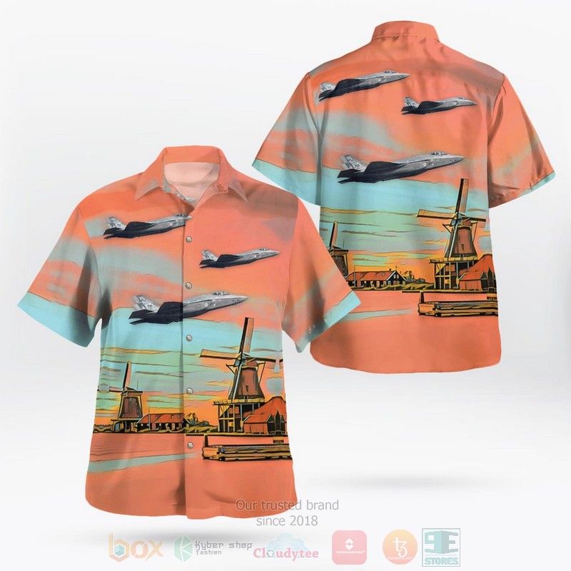 BEST Royal Netherlands Air Force Lockheed Martin F-35A Lightning II 3D Aloha Shirt word2