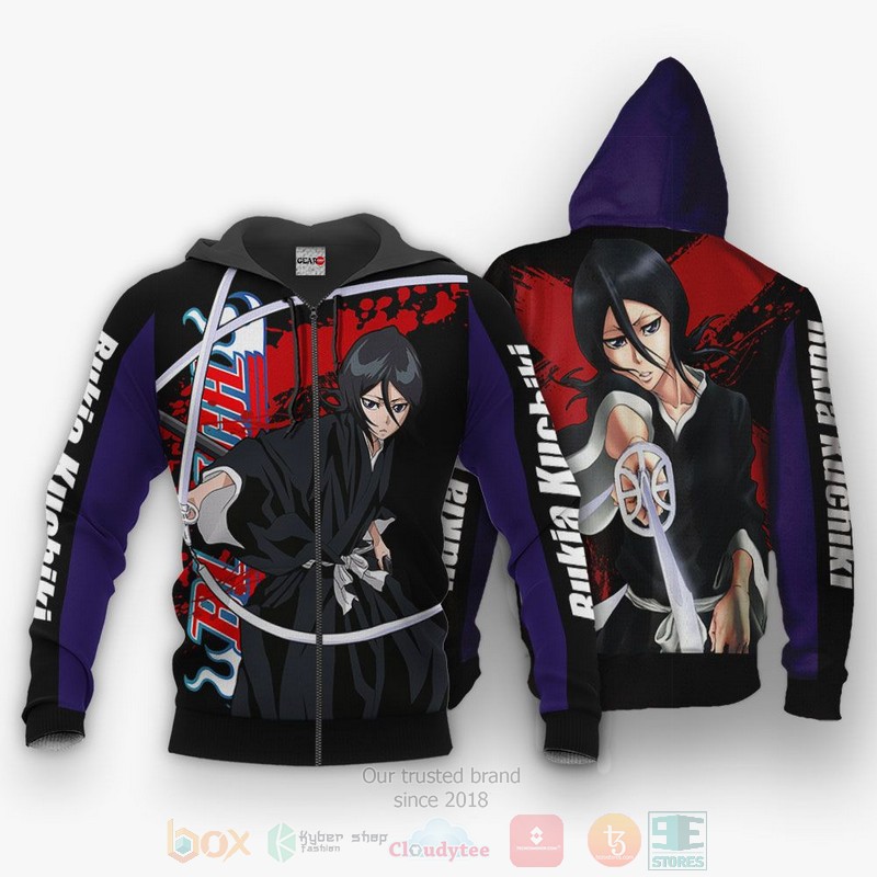 BEST Anime Rukia Kuchiki Bleach All Over Print Hoodie-Bomber Jacket 13 Rukia Kuchiki Bleach Anime 3D Hoodie Bomber Jacket