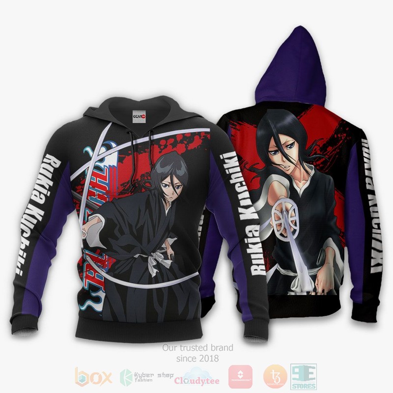 BEST Anime Rukia Kuchiki Bleach All Over Print Hoodie-Bomber Jacket 3 Rukia Kuchiki Bleach Anime 3D Hoodie Bomber Jacket 1 2