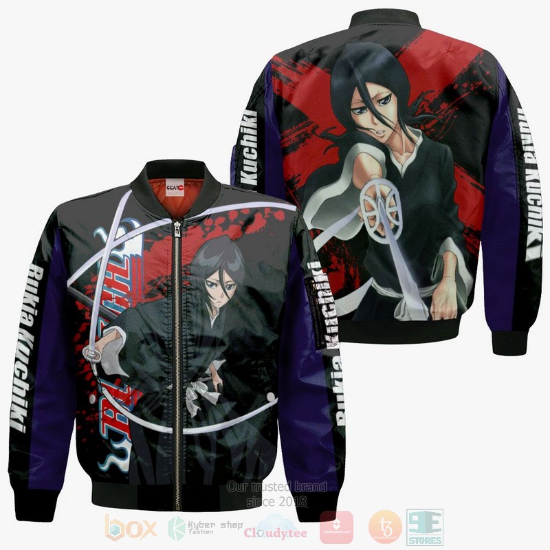 BEST Anime Rukia Kuchiki Bleach All Over Print Hoodie-Bomber Jacket 4 Rukia Kuchiki Bleach Anime 3D Hoodie Bomber Jacket 1 2 3