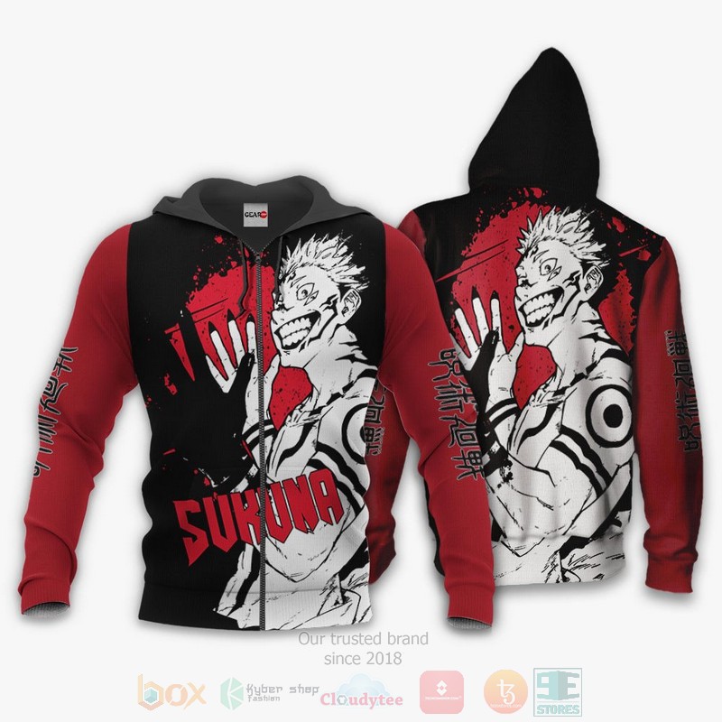 BEST Anime Ryomen Sukuna Jujutsu Kaisen Red All Over Print Hoodie-Bomber Jacket 12 Ryomen Sukuna Custom Jujutsu Kaisen Anime Red 3D Hoodie Bomber Jacket