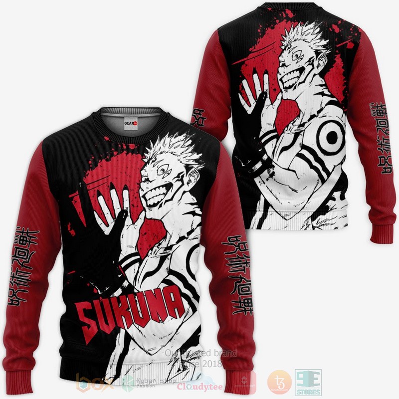 BEST Anime Ryomen Sukuna Jujutsu Kaisen Red All Over Print Hoodie-Bomber Jacket 2 Ryomen Sukuna Custom Jujutsu Kaisen Anime Red 3D Hoodie Bomber Jacket 1