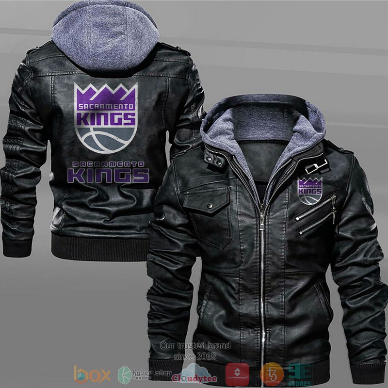 Sacramento Kings Black Brown Leather Jacket