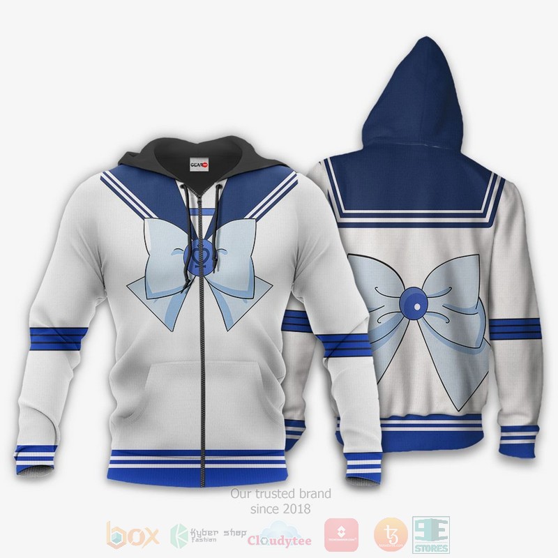 Sailor Mercury Uniform Sailor Moon Anime 3D Hoodie Bomber Jacket